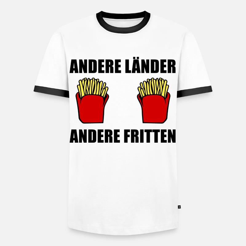 Pommes Fritten Spruch Geschenk - Männer Kontrast-T-Shirt - Weiß/Schwarz