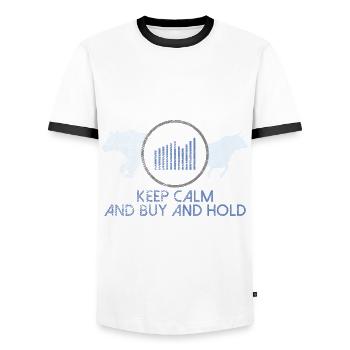 Buy And Hold Dividends Capitalist Gift - Men's Ringer Shirt - white/black - Front - AI Model Female 172 light (172cm) & AI Model Male 178 dark (178cm)