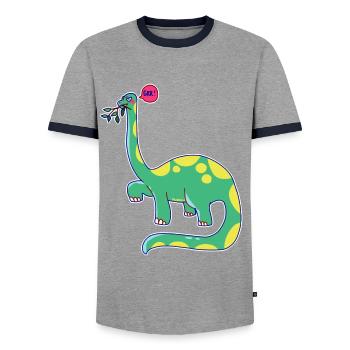 Dinosaurier hat schlechte Laune - Männer Kontrast-T-Shirt - Grau/Navy  - Vorne - AI Model Female 172 light (172cm) & AI Model Male 178 light (178cm)