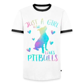 Juste une fille qui aime les pitbulls - Pitbull - T-shirt contrasté Homme - blanc/noir - Devant - AI Model Female 172 light (172cm) & AI Model Male 178 dark (178cm)