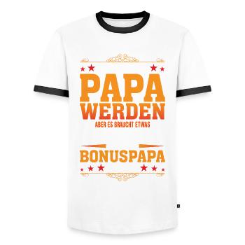 Vatertag Stiefvater Bonus Vater Geschenk Papa - Männer Kontrast-T-Shirt - Weiß/Schwarz - Vorne - AI Model Female 172 light (172cm) & AI Model Male 178 dark (178cm)