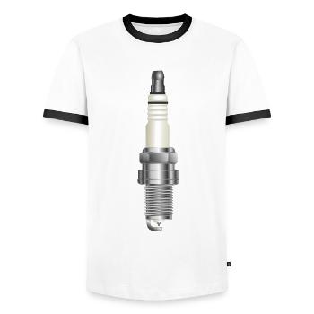 Spark plug auto freak tuning - Men's Ringer Shirt - white/black - Front - AI Model Female 172 light (172cm) & AI Model Male 178 dark (178cm)