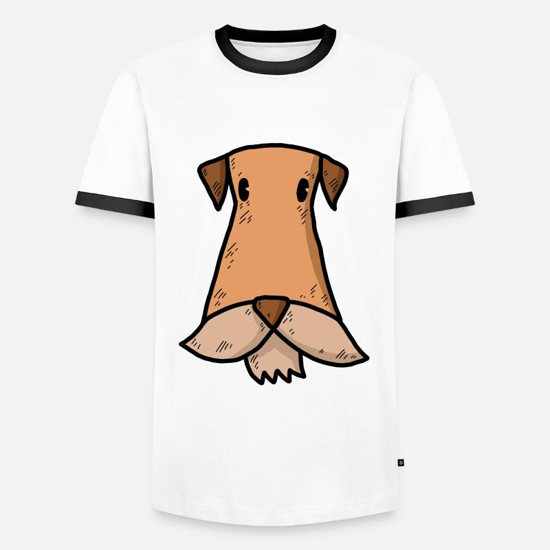 Airedale Terrier Comic Karikatur - Männer Kontrast-T-Shirt - Weiß/Schwarz