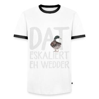 Ente Eskaliert Eh Wedder Plattdeutsch - Männer Kontrast-T-Shirt - Weiß/Schwarz - Vorne - AI Model Female 172 light (172cm) & AI Model Male 178 dark (178cm)