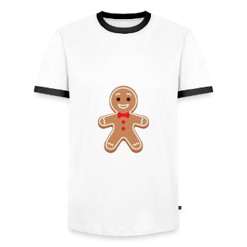 Pain d'épices de Noël - T-shirt contrasté Homme - blanc/noir - Devant - AI Model Female 172 light (172cm) & AI Model Male 178 dark (178cm)
