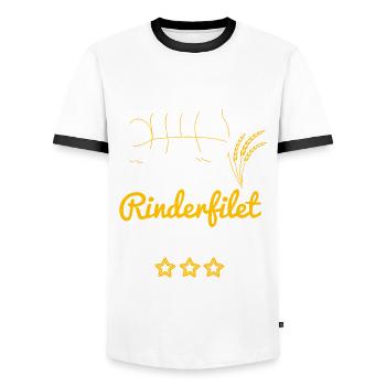 Rinderfilet Krümelt Nicht Grill Highlander - Männer Kontrast-T-Shirt - Weiß/Schwarz - Vorne - AI Model Female 172 light (172cm) & AI Model Male 178 dark (178cm)
