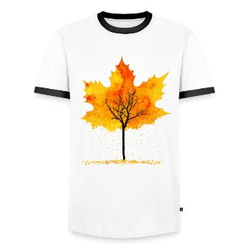 Feuilles d'érable automne automne automne automne feuilles d'automne - T-shirt contrasté Homme - blanc/noir - Devant - AI Model Female 172 light (172cm) & AI Model Male 178 dark (178cm)