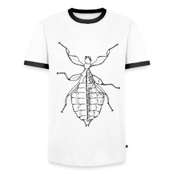 Feuille ambulante - Phylliidae - Terreur - T-shirt contrasté Homme - blanc/noir - Devant - AI Model Female 172 light (172cm) & AI Model Male 178 dark (178cm)