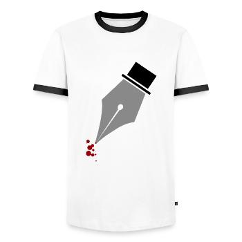 Stylo plume écrivain écrivain cadeau - T-shirt contrasté Homme - blanc/noir - Devant - AI Model Female 172 light (172cm) & AI Model Male 178 dark (178cm)