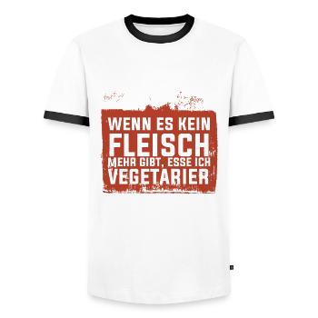 Anti Vegetarier Spruch Beste Currywurst - Männer Kontrast-T-Shirt - Weiß/Schwarz - Vorne - AI Model Female 172 light (172cm) & AI Model Male 178 dark (178cm)