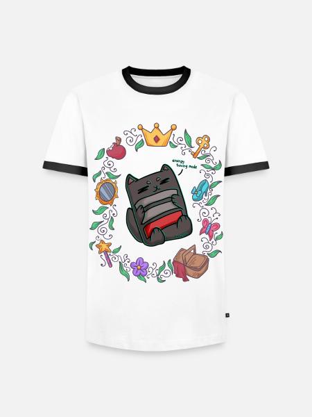 doven kat slappe af eventyr - Herre kontrast-T-shirt - hvid/sort