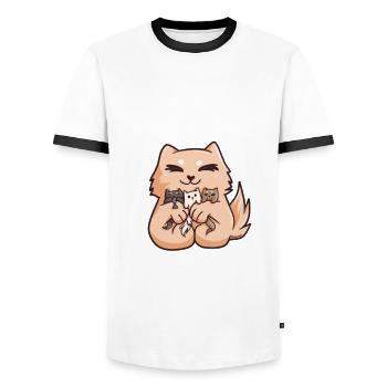 Cat mom baby child gift - Men's Ringer Shirt - white/black - Front - AI Model Female 172 light (172cm) & AI Model Male 178 dark (178cm)