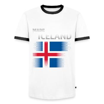 Islande faite au drapeau islandais - T-shirt contrasté Homme - blanc/noir - Devant - AI Model Female 172 light (172cm) & AI Model Male 178 dark (178cm)