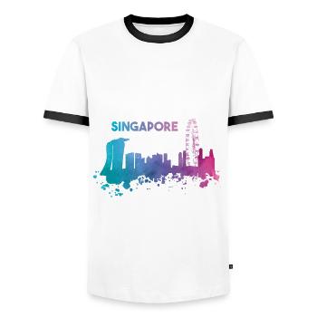 Wunderschöne Singapur Skyline in bunten Farben - Männer Kontrast-T-Shirt - Weiß/Schwarz - Vorne - AI Model Female 172 light (172cm) & AI Model Male 178 dark (178cm)