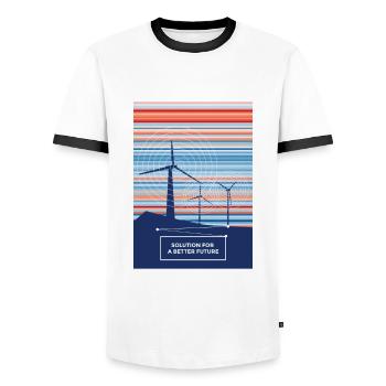 Une solution éolienne pour un avenir meilleur - T-shirt contrasté Homme - blanc/noir - Devant - AI Model Female 172 light (172cm) & AI Model Male 178 dark (178cm)