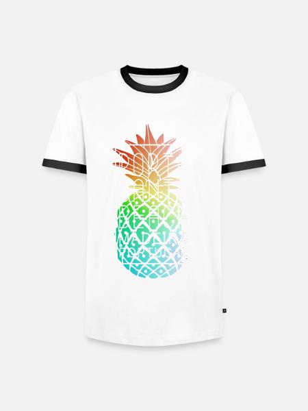 Porto Santo Madeira Portugal Ananas - Herre kontrast-T-shirt - hvid/sort