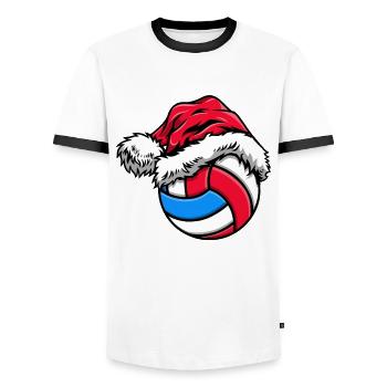 Chapeau de Noël de volleyball - T-shirt contrasté Homme - blanc/noir - Devant - AI Model Female 172 light (172cm) & AI Model Male 178 dark (178cm)