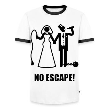 No Escape! (Wedding / Groom / Bachelor Stag Party) - Männer Kontrast-T-Shirt - Weiß/Schwarz - Vorne - AI Model Female 172 light (172cm) & AI Model Male 178 dark (178cm)