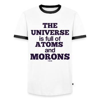 Idiot idiot atom science - Men's Ringer Shirt - white/black - Front - AI Model Female 172 light (172cm) & AI Model Male 178 dark (178cm)