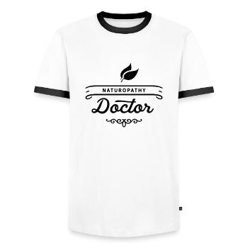 Naturheilkunde Heilpraktiker Alternative Medizin - T-shirt contrasté Homme - blanc/noir - Devant - AI Model Female 172 light (172cm) & AI Model Male 178 dark (178cm)