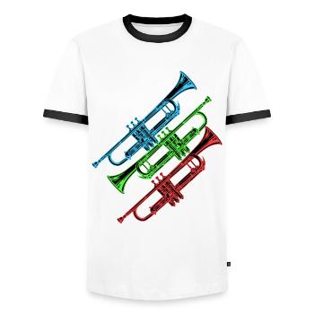Trompette vintage tricolore - T-shirt contrasté Homme - blanc/noir - Devant - AI Model Female 172 light (172cm) & AI Model Male 178 dark (178cm)