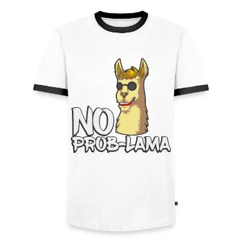 No Prob Lama - Lama mit Sonnenbrille - Männer Kontrast-T-Shirt - Weiß/Schwarz - Vorne - AI Model Female 172 light (172cm) & AI Model Male 178 dark (178cm)