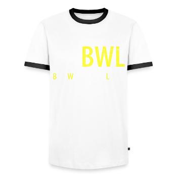 BWL - T-shirt contrasté Homme - blanc/noir - Devant - AI Model Female 172 light (172cm) & AI Model Male 178 dark (178cm)