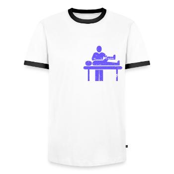 Physiotherapeut Physiotherapie Physio - Männer Kontrast-T-Shirt - Weiß/Schwarz - Vorne - AI Model Female 172 light (172cm) & AI Model Male 178 dark (178cm)