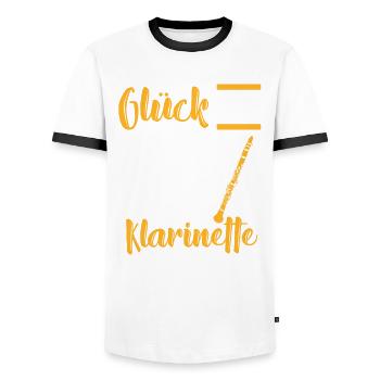 Klarinette Komponist - Männer Kontrast-T-Shirt - Weiß/Schwarz - Vorne - AI Model Female 172 light (172cm) & AI Model Male 178 dark (178cm)