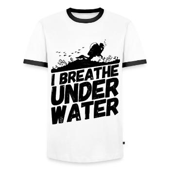 Divers diving scuba divers saying breathing - Men's Ringer Shirt - white/black - Front - AI Model Female 172 light (172cm) & AI Model Male 178 dark (178cm)