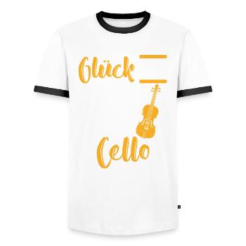 Cello Konzert - Männer Kontrast-T-Shirt - Weiß/Schwarz - Vorne - AI Model Female 172 light (172cm) & AI Model Male 178 dark (178cm)