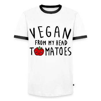 Vegan Tomato Bio Gemüse - Männer Kontrast-T-Shirt - Weiß/Schwarz - Vorne - AI Model Female 172 light (172cm) & AI Model Male 178 dark (178cm)