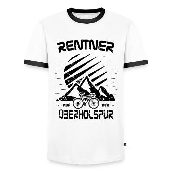 Retraité de vélo disant vélo de montagne drôle - T-shirt contrasté Homme - blanc/noir - Devant - AI Model Female 172 light (172cm) & AI Model Male 178 dark (178cm)