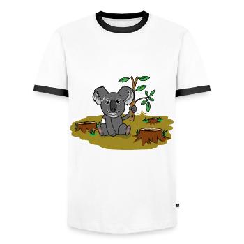 Koala Bear Australie Bien-être animal Conservation de la nature Climat - T-shirt contrasté Homme - blanc/noir - Devant - AI Model Female 172 light (172cm) & AI Model Male 178 dark (178cm)