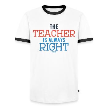 Teacher saying funny school gift - Men's Ringer Shirt - white/black - Front - AI Model Female 172 light (172cm) & AI Model Male 178 dark (178cm)