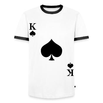 Costume de roi de pique Carnaval et Mardi Gras - T-shirt contrasté Homme - blanc/noir - Devant - AI Model Female 172 light (172cm) & AI Model Male 178 dark (178cm)