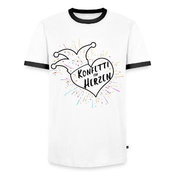Karneval Fasching Kostüm Spruch Konfetti im Herzen - Männer Kontrast-T-Shirt - Weiß/Schwarz - Vorne - AI Model Female 172 light (172cm) & AI Model Male 178 dark (178cm)