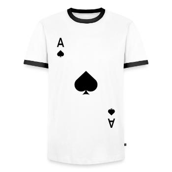 Card Game Playing Card Ace Ace Carnival Carnival - Men's Ringer Shirt - white/black - Front - AI Model Female 172 light (172cm) & AI Model Male 178 dark (178cm)