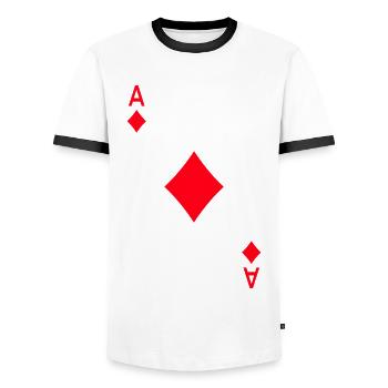 Spielkarte Karo Ass Kartenspiel Karneval Fasching - Männer Kontrast-T-Shirt - Weiß/Schwarz - Vorne - AI Model Female 172 light (172cm) & AI Model Male 178 dark (178cm)