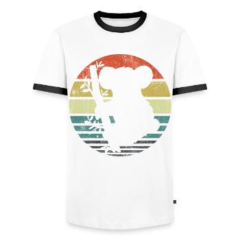 Koala Retro - Men's Ringer Shirt - white/black - Front - AI Model Female 172 light (172cm) & AI Model Male 178 dark (178cm)