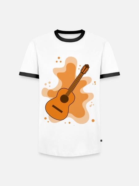 Gitarre - Männer Kontrast-T-Shirt - Weiß/Schwarz
