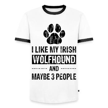 I Like My Irish Wolfhound And Maybe 3 People bw - T-shirt contrasté Homme - blanc/noir - Devant - AI Model Female 172 light (172cm) & AI Model Male 178 dark (178cm)