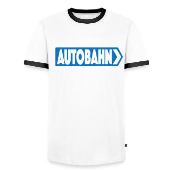 Meine Mission Autobahn - Männer Kontrast-T-Shirt - Weiß/Schwarz - Vorne - AI Model Female 172 light (172cm) & AI Model Male 178 dark (178cm)