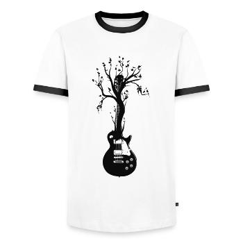 Guitar tree smooth t shirt - Men's Ringer Shirt - white/black - Front - AI Model Female 172 light (172cm) & AI Model Male 178 dark (178cm)