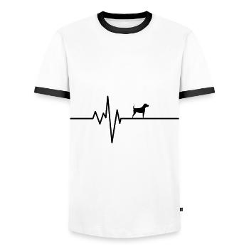 Chien de battement de coeur Chien de battement de coeur - T-shirt contrasté Homme - blanc/noir - Devant - AI Model Female 172 light (172cm) & AI Model Male 178 dark (178cm)