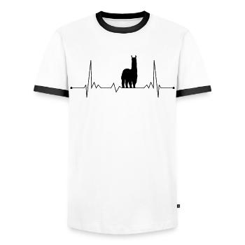 Alpaca Heartbeat ECG Symbol Alpaca Heartbeat - Men's Ringer Shirt - white/black - Front - AI Model Female 172 light (172cm) & AI Model Male 178 dark (178cm)