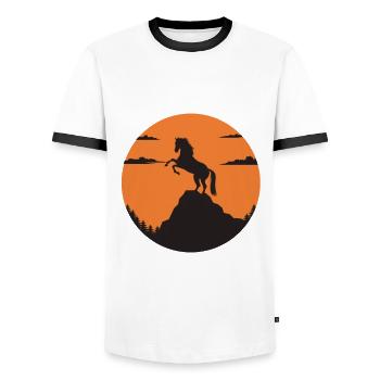 Reiterin Reiter Reitsport Berg - Männer Kontrast-T-Shirt - Weiß/Schwarz - Vorne - AI Model Female 172 light (172cm) & AI Model Male 178 dark (178cm)