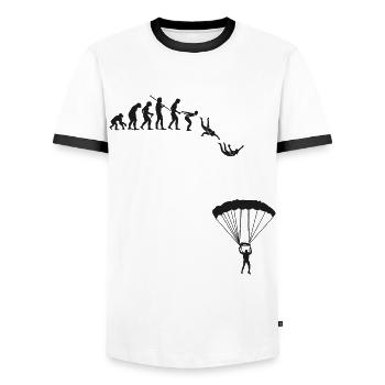 Parachutist Evolution - Men's Ringer Shirt - white/black - Front - AI Model Female 172 light (172cm) & AI Model Male 178 dark (178cm)