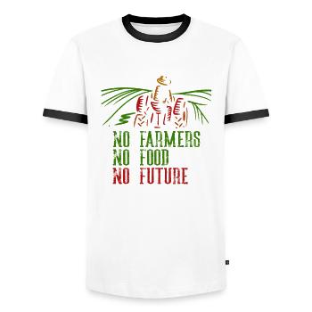 Pas d'agriculteurs Pas de nourriture Pas de futur agriculteur - T-shirt contrasté Homme - blanc/noir - Devant - AI Model Female 172 light (172cm) & AI Model Male 178 dark (178cm)
