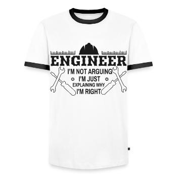 Engineer arguments funny - Men's Ringer Shirt - white/black - Front - AI Model Female 172 light (172cm) & AI Model Male 178 dark (178cm)